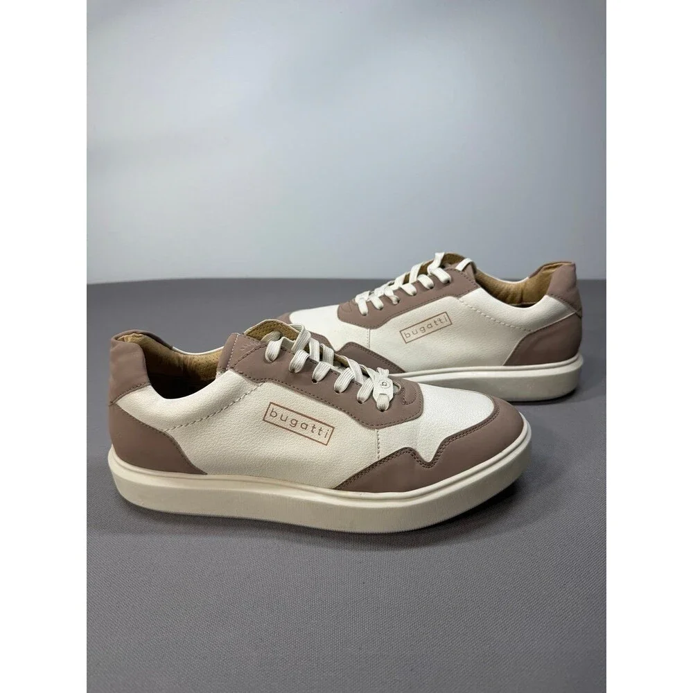 Bugatti Women’s Leather Sneakers EU 39 US 8.5-9 Cream Blush Lace Up Casual Shoe